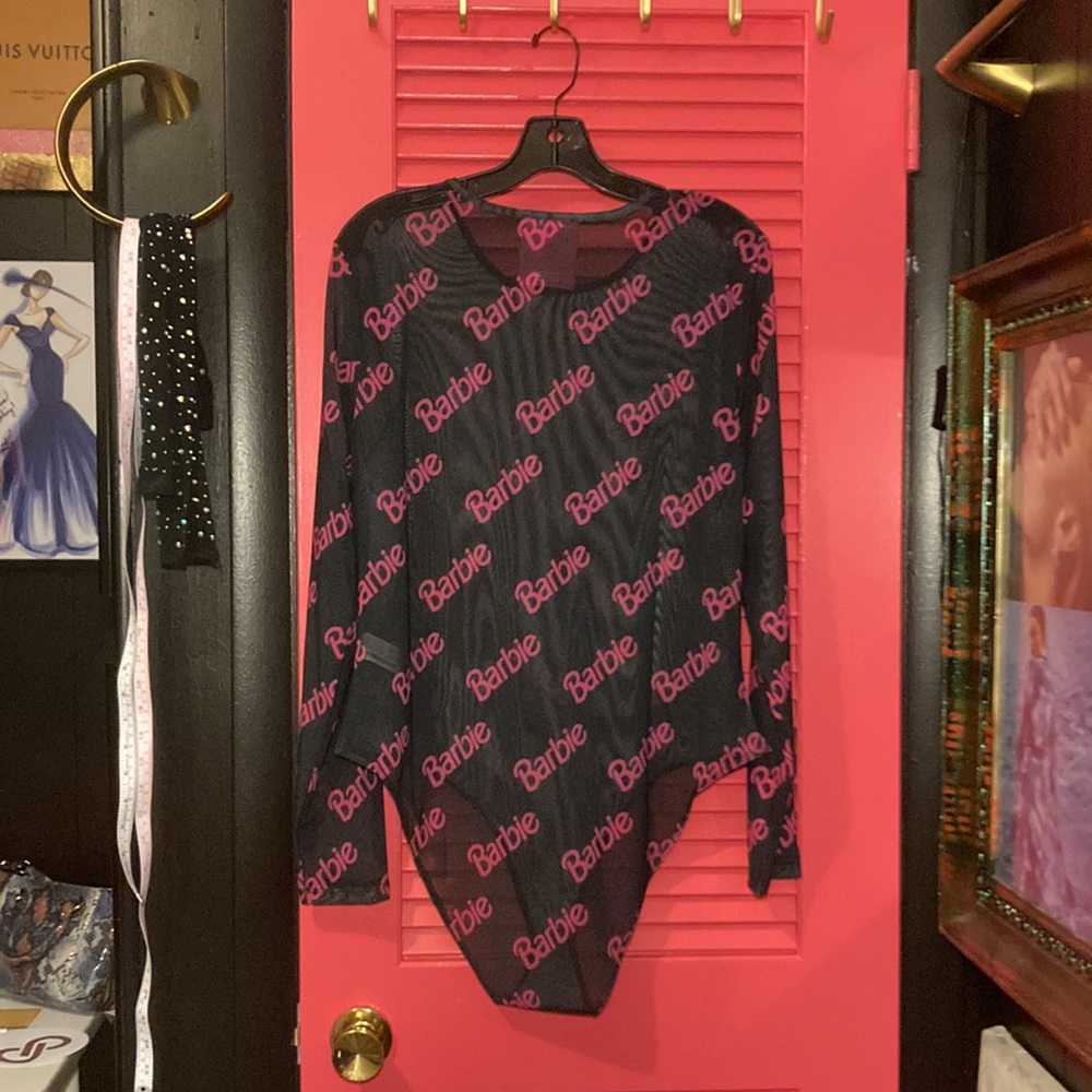 Barbie logo bodysuit sheer & stretchy size 2x forever 21 brand - Picture 5 of 5